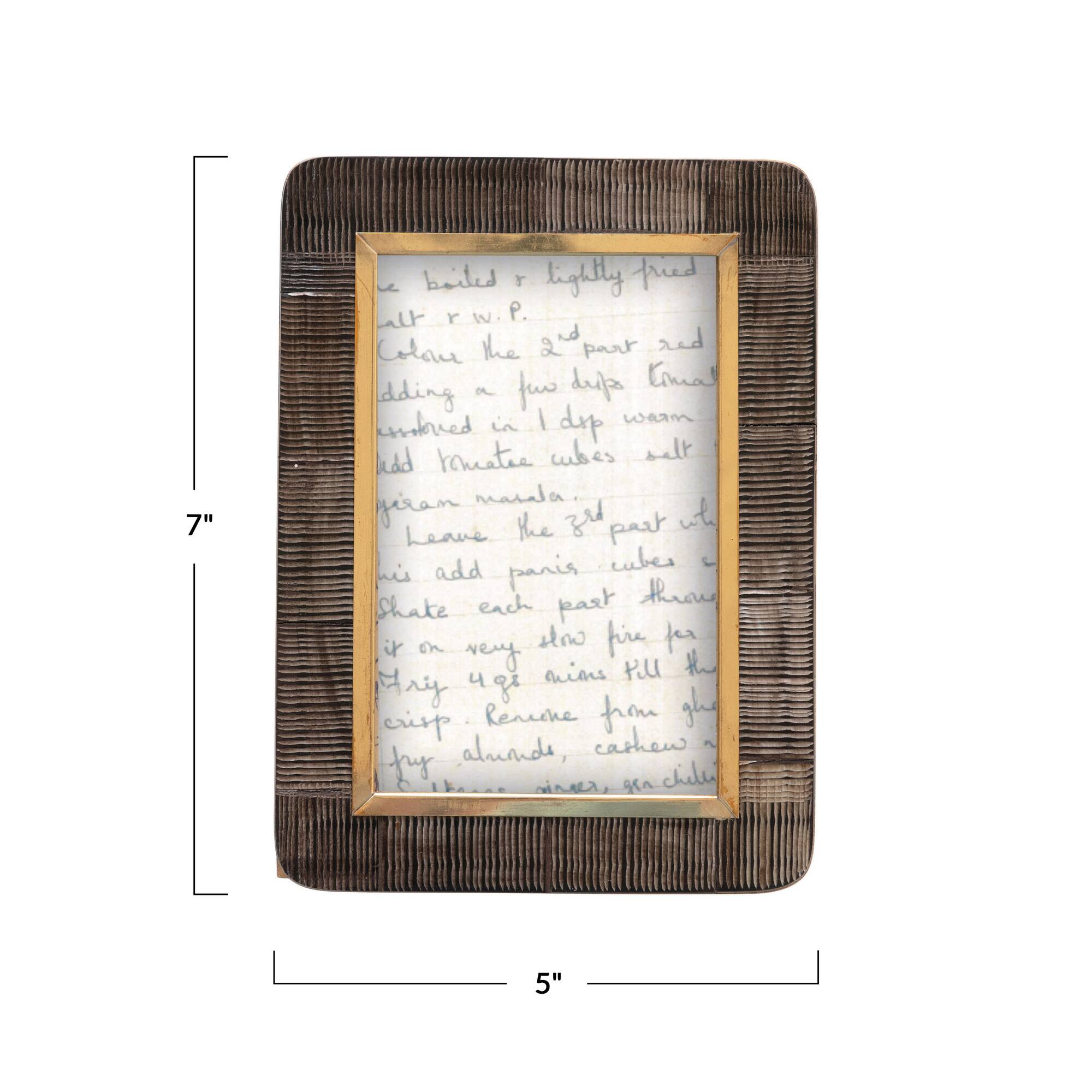 Hello Honey® Black & Natural Hand-Carved Horn 5" x 7" Tabletop Frame with Brass Border